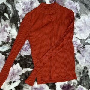 Women’s Small Burnt Orange Long Sleeve Turtleneck Shirt